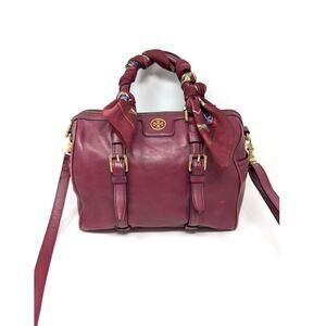Tory Burch Burgundy Red Leather Satchel Crossbody Bag Classic